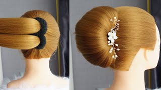 Simple French Bun Hairstyle Step By Step - Beautiful Bridal Hairstyle