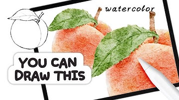 Procreate Tutorial: How to draw a Peach 🍑 in Watercolor Style - drawing tutorial