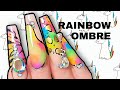 Rainbow  Nail Art Ombre | Extreme Coffin Nails  |  Black Swan Beauty