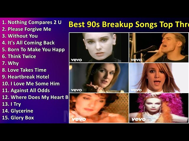 Best 90s Breakup Songs Top Throwback Sad Love Songs 1990s Old Breakup Music  Playlist ~ Best 