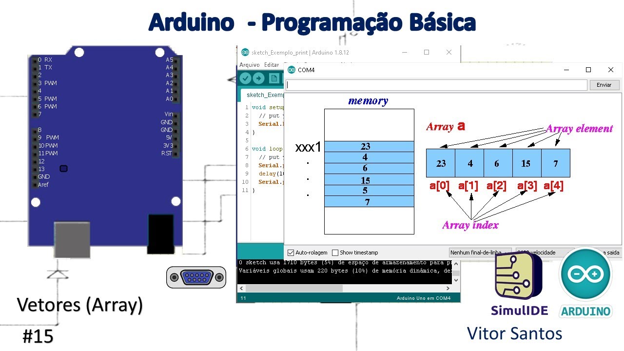 Vetores (Array) no Arduino (SimulIDE) - YouTube
