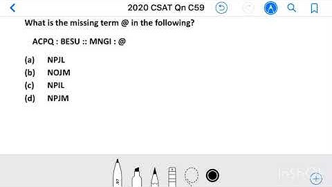Civil Services 2020Qn_ C59, What is the missing term @ in the following? ACPQ : BESU :: MNGI : @