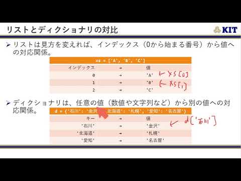 プログラミングI 第6回: ディクショナリ