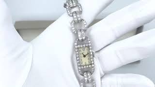 Vidéo: Montre Elgin Art Déco de dame en platine avec diamants vers 1930. Mouvement mécanique