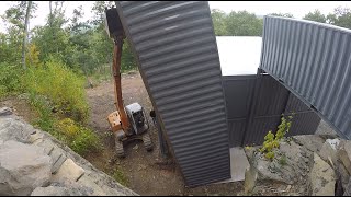 Standing up a shipping container tower