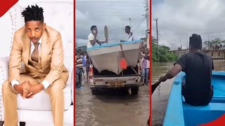 SEE HOW COMEDIAN  ERIC OMONDI SAVED ATHI RIVER RESIDENTS  OVER ONGOING FLOODS WITH A NEW BOAT