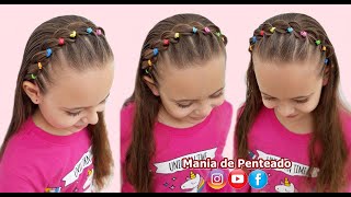 Penteado Fácil Com Tiara Trançada E Ligas Easy Rubber Band Headband Haistyle For Little Girls