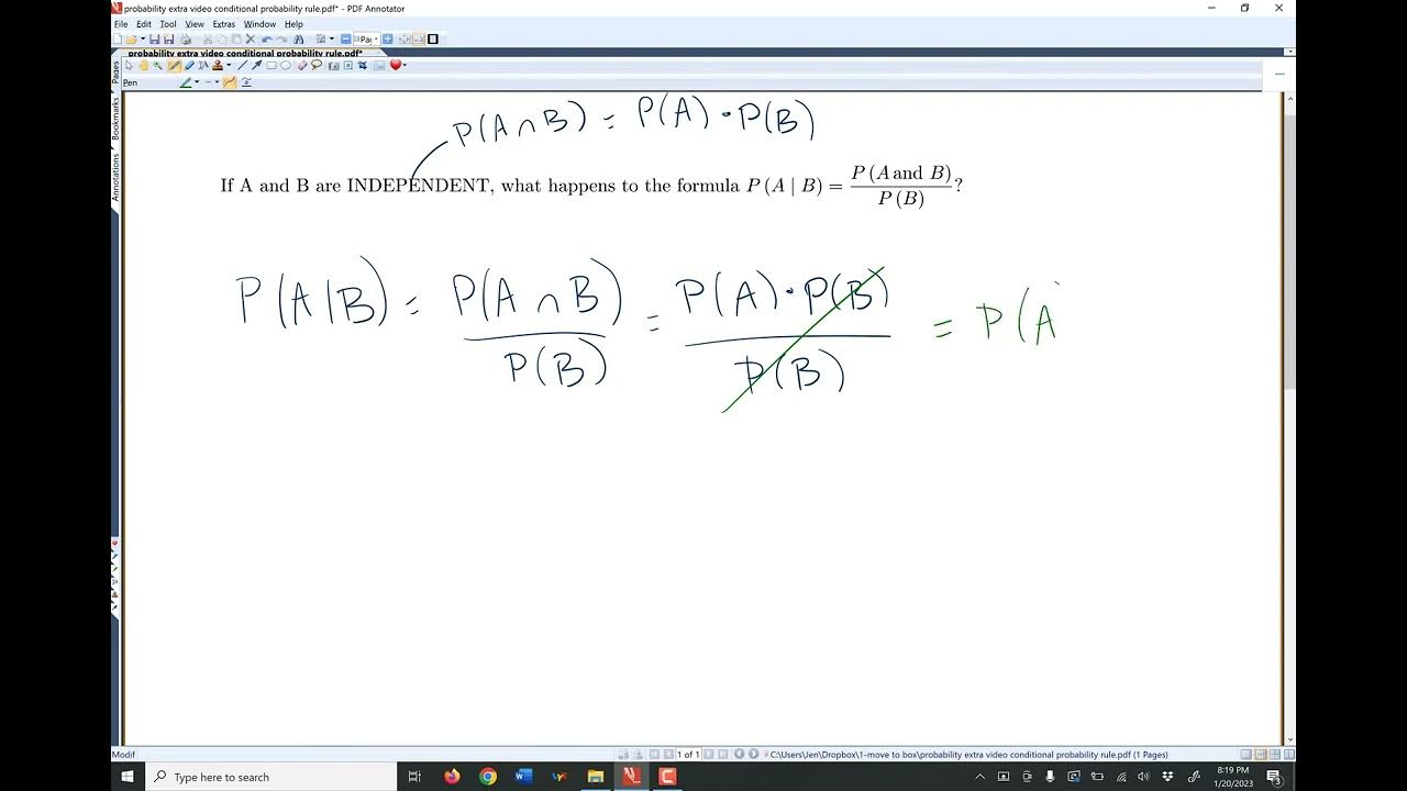 Extra Video Formula conditional probability if independent - YouTube