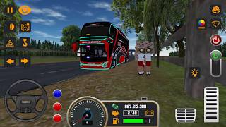 Bus Subur Jaya cari penumpang di pinggir jalan menuju Bandung - Mobile Bus Simulator screenshot 3