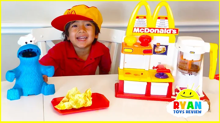 Ryan Pretend Play with McDonalds Toys and cook toy...