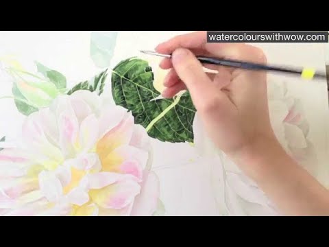 How to paint a realistic rose leaf in watercolor by Anna Mason