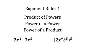Exponent Rules 1: Product of Powers, Power of a Power, Power of a Product