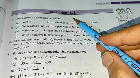 Integer Ex 1.1 Chapter- 1 || Class 7th Maths New Book
