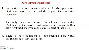 Virtual and Pure Virtual Destructors
