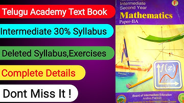 Intermediate Maths(2A) Telugu Academy Text Book Of 30% Reduction Syllabus,Deleted Exercises,..etc