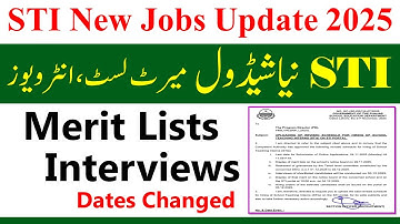 STI Jobs 2025 New Notification Merit Lists, Interviews Dates | STI Jobs 2025 | STI jobs 2026