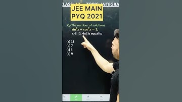 Q) The number of solutions sin^7 x+cos^7 x=1, x∈[0, 4𝜋] is equal to  jee main pyq 2021#jee2026 #m