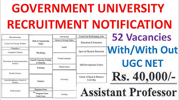 52 Assistant Professor Vacancies Recruitment Notification in Govt. College with/with out UGC NET