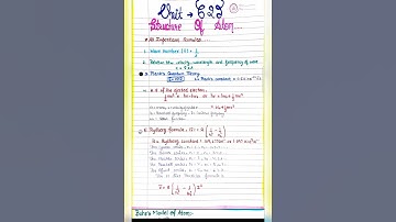 Class 11 Chemistry chapter 2 structure of atom formulas