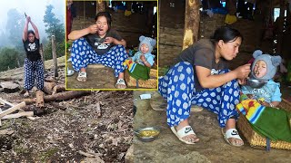 Jina working & looking after Jonson || Mom & son enjoying in shelter@Sanjipjina