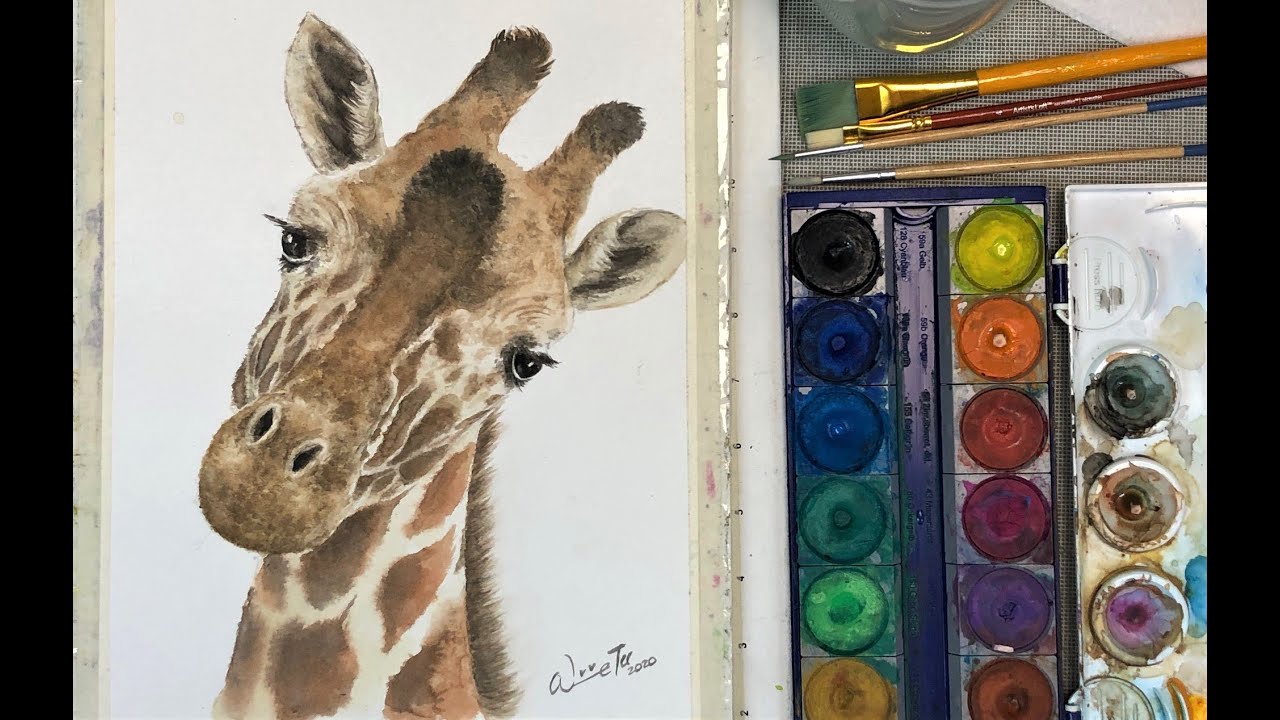 Giraffe Watercolor Painting-2 長頸鹿水彩畫（二） - YouTube