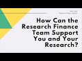 Support from research finance  an overview