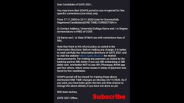 GATE 2021 APPLICATION FORM CORRECTIONS STARTS | CHANGE NAME, DOB, University Name, etc FREE OF COST