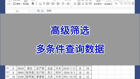 WPS Excel：使用高级筛选，进行多条件查询数据。#wps #excel