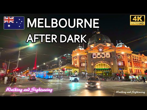 Melbourne Night City Walk 4K | NGV to Crown Casino | Yarra River & Lights | Southbank & South Wharf