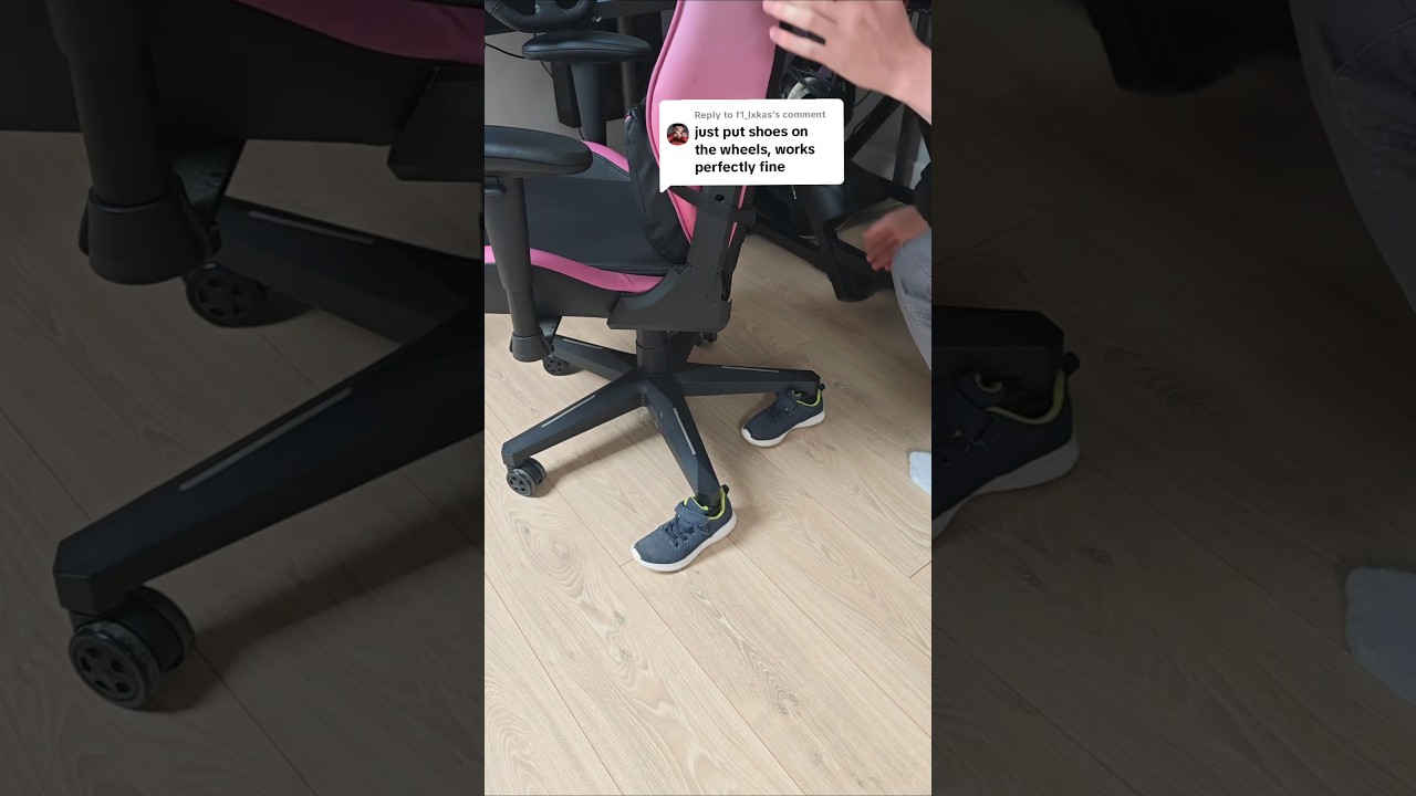 Using Shoes On Chair Wheels To Stop Rolling Back When Sim Racing