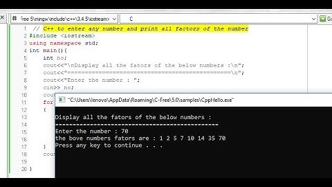 C++ to enter any number and print all factors of the number