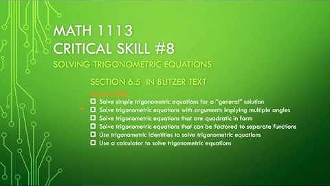 Solving Trig Equations - Arguments with Multiple Angles