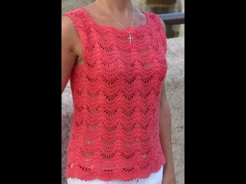 crochet blusa elegante do blouse chevron (with in several - YouTube