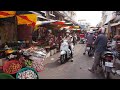 Compilation Morning Food Market Scenes - Walking Tour Around Market In Phnom Penh Before Lockdown