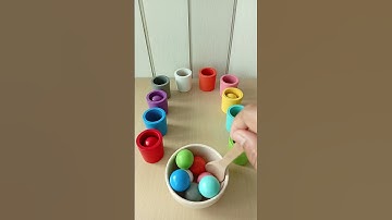 Wooden Balls. Color Sorting #woodenballs #colorsorting