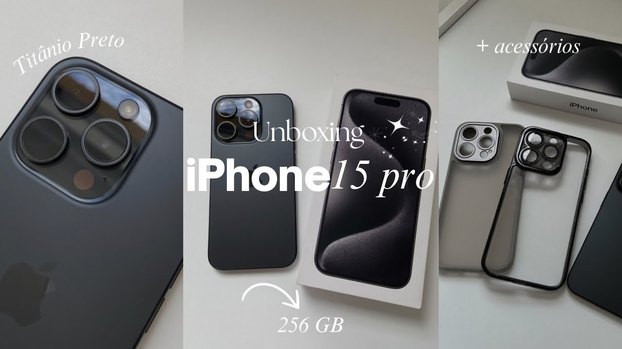 Meu novo celular iPhone 15 pro 💗| Titânio Preto *256gb* Unboxing