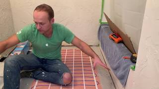 How to install SunTouch Floor Warming Under Floor Heating Mat under tiles  Easy DIY