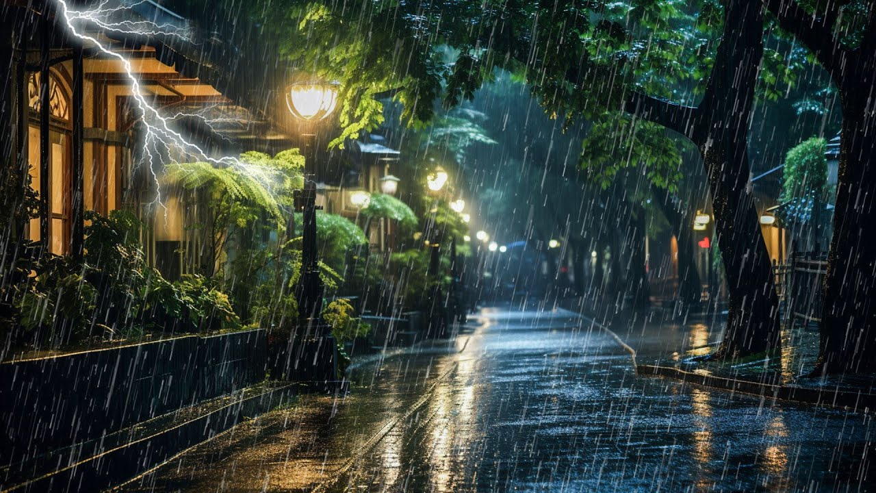 Lluvia relajante para dormir y truenos en parque - Sonido de lluvia por ...