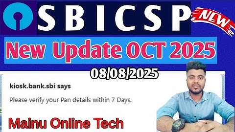 SBI CSP !! NEW Update !! Please Verify Your Pan Details Within 7 Days !! solution!! 
