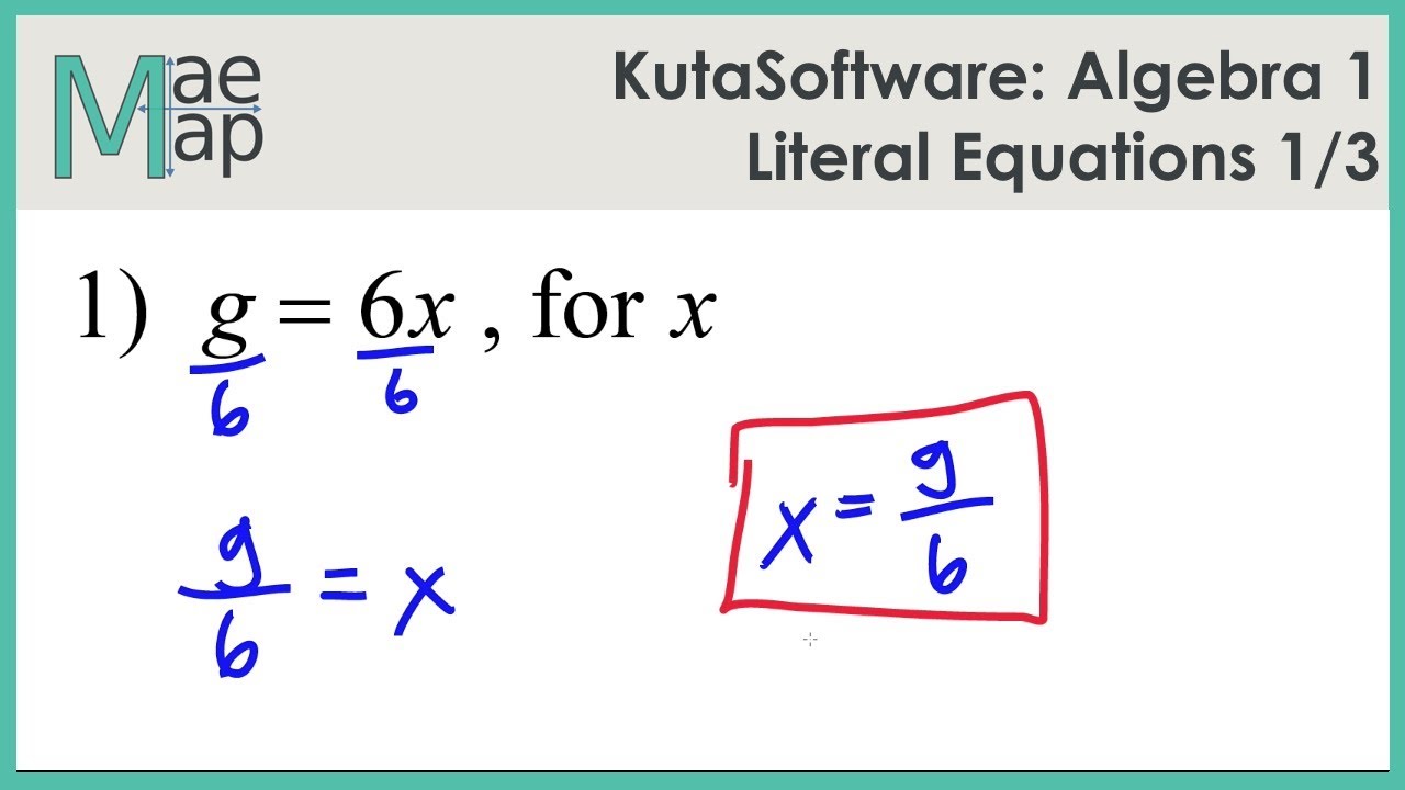 KutaSoftware: Algebra 22 - Literal Equations Part 22 Inside Literal Equations Worksheet Answers