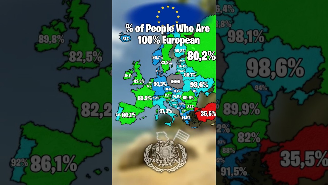 Percentage of People Who Are 100% European 