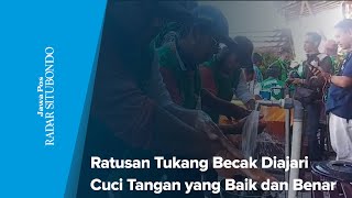 Ratusan Tukang Becak Diajari Cuci Tangan Yang Baik Dan Benar