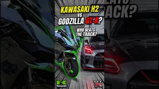 310HP vs. Godzilla: Can a Nissan GT-R Survive the Ninja H2R?🤔😱#bike#h2r