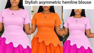 How to cut a stylish asymmetric hemline blouse #asymmetricblouse