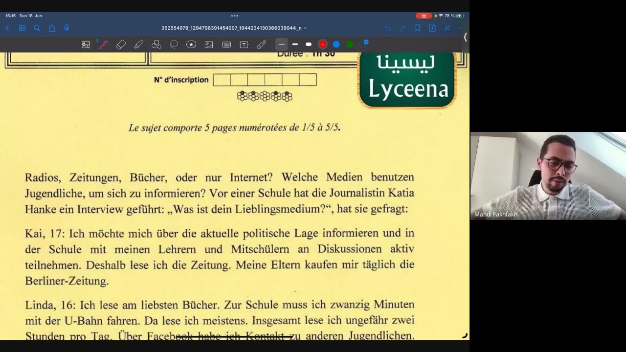 Correction devoir allemand BAC Tunisie 2023