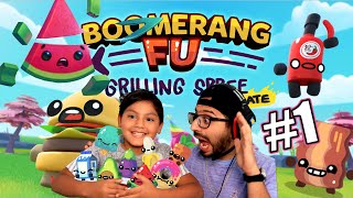 KARIM vs PAPÁ en BOOMERANG FU | Luchas de Comida en Boomerang Fu | Juegos Karim Juega