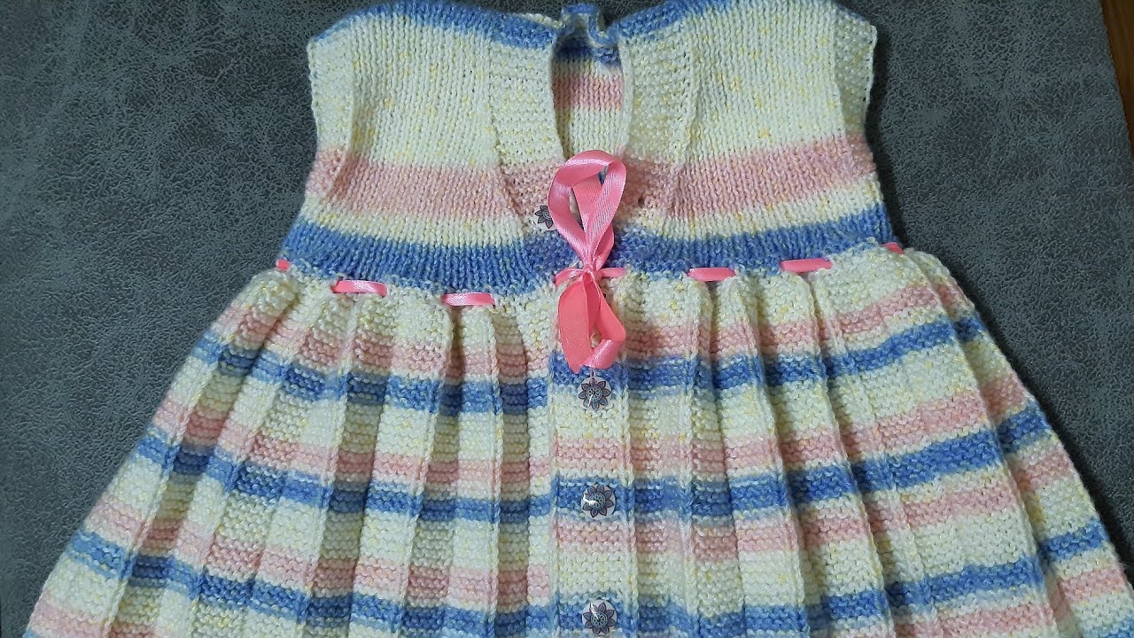 Beautiful frock for 3 to 5 years old girl with full measurement & row counting ( subtitles in Eng )