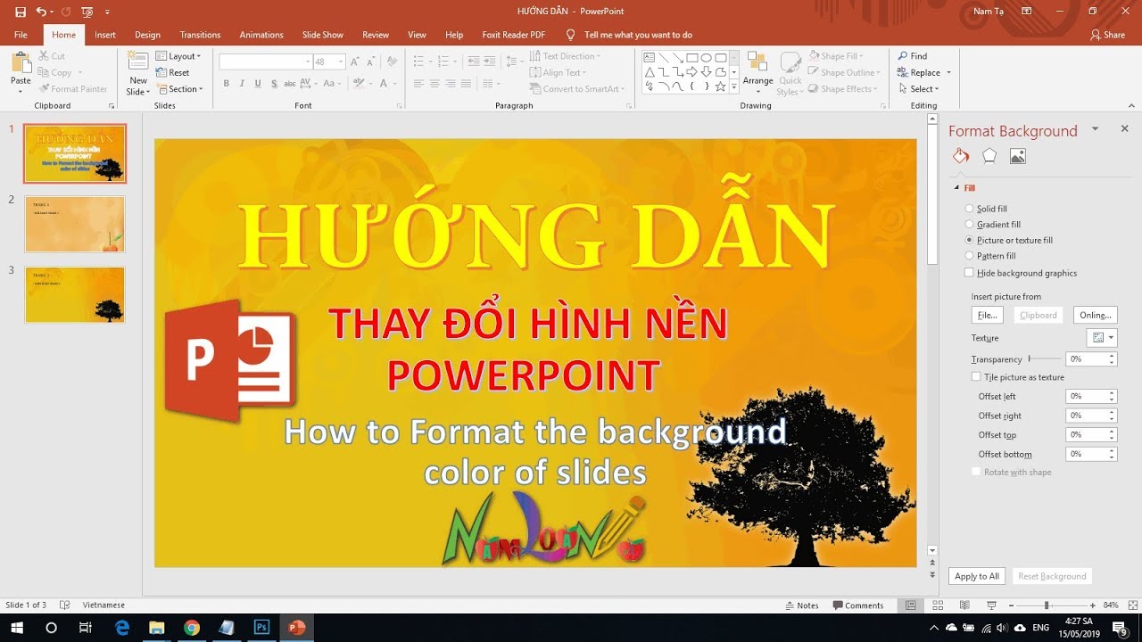 Cách làm thế nào để thay đổi hình nền powerpoint trong 5 giây