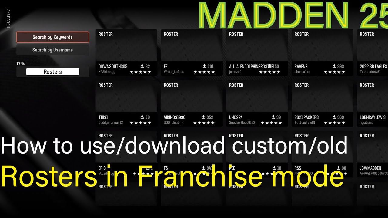How to use custom/old rosters in Franchise mode Madden 25