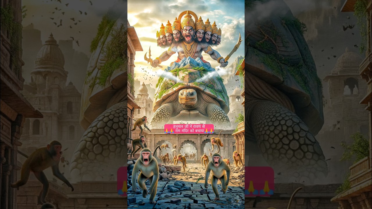 Monkeys Built Ram’s Temple – Then Ravan Attacked and Faced Hanuman #shorts #ytshorts #animation